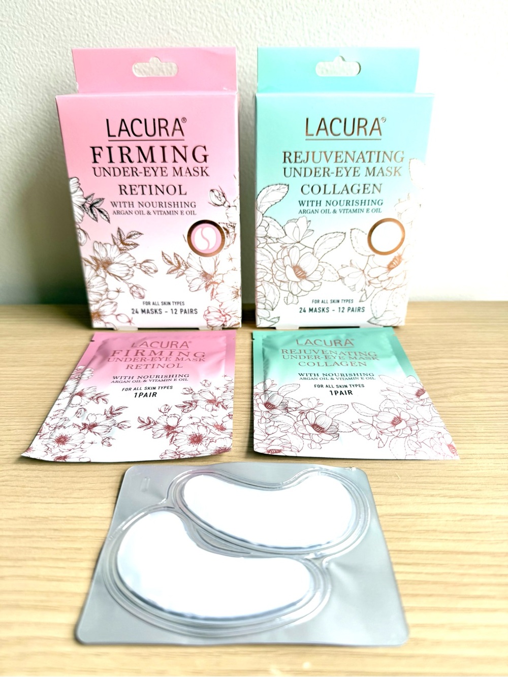 Lacura Under-Eye Masks NIB Retinol & Collagen ALDI Special Buy 24 Pairs Set of 2
